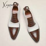 Xajzpa - Oxford For Men Business Casual Party Daily Pu Brogue Carved Lace-Up Dress Shoes With Free