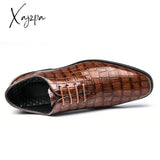 Xajzpa - Oxford Shoes Men Pu Solid Color Classic Business Casual Party Retro Crocodile Pattern