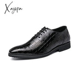 Xajzpa - Oxford Shoes Men Pu Solid Color Classic Business Casual Party Retro Crocodile Pattern