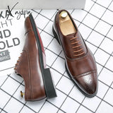 Xajzpa - Oxfords Men Shoes Red Sole Fashion Business Casual Party Banquet Daily Retro Carved