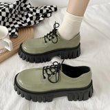 Xajzpa - Patent Leather Platform Oxford Shoes For Women Spring Casual Lace Up Flats Woman Black