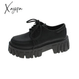 Xajzpa - Patent Leather Platform Oxford Shoes For Women Spring Casual Lace Up Flats Woman Black