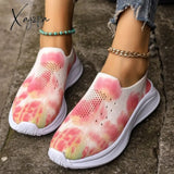 Xajzpa - Pink Casual Sportswear Daily Patchwork Tie-Dye Round Mesh Breathable Comfortable Out Door