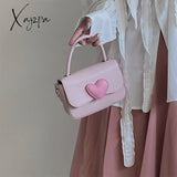 Xajzpa - Pink Heart Girly Small Square Shoulder Bag Fashion Love Women Tote Purse Handbags Female