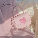 Xajzpa - Pink Heart Girly Small Square Shoulder Bag Fashion Love Women Tote Purse Handbags Female Chain Top Handle Messenger Bags Gift