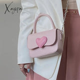 Xajzpa - Pink Heart Girly Small Square Shoulder Bag Fashion Love Women Tote Purse Handbags Female