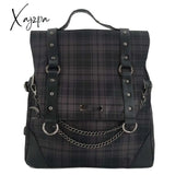 Xajzpa - Plaid Gothic Punk Rock Backpack Women Techwear Goth Sac A Dos Mochilas School Bags For