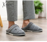 Xajzpa - Plaid Men Shoes Winter Slippers Suede Gingham Plush Velvet Indoor For Warm Home Non Slip