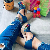 Xajzpa - Platform Block Chunky High Heels Ankle T-Strap Cutout Sandals