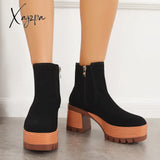 Xajzpa - Platform Chunky Heel Chelsea Ankle Boots Elastic Lug Sole Booties