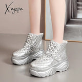 Xajzpa - Platform Sneakers Winter Warm Shoes Women Snow Boots New Female Causal White Ankle