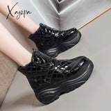 Xajzpa - Platform Sneakers Winter Warm Shoes Women Snow Boots New Female Causal White Ankle