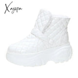 Xajzpa - Platform Sneakers Winter Warm Shoes Women Snow Boots New Female Causal White Ankle / 35