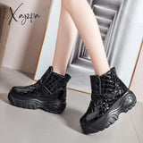 Xajzpa - Platform Sneakers Winter Warm Shoes Women Snow Boots New Female Causal White Ankle