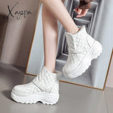 Xajzpa - Platform Sneakers Winter Warm Shoes Women Snow Boots New Female Causal White Ankle