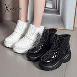 Xajzpa - Platform Sneakers Winter Warm Shoes Women Snow Boots New Female Causal White Ankle