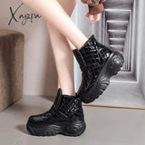 Xajzpa - Platform Sneakers Winter Warm Shoes Women Snow Boots New Female Causal White Ankle