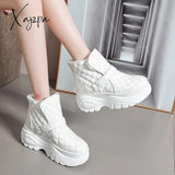 Xajzpa - Platform Sneakers Winter Warm Shoes Women Snow Boots New Female Causal White Ankle