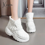Xajzpa - Platform Sneakers Winter Warm Shoes Women Snow Boots New Female Causal White Ankle
