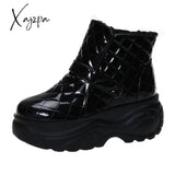 Xajzpa - Platform Sneakers Winter Warm Shoes Women Snow Boots New Female Causal White Ankle Black /