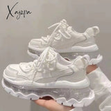 Xajzpa - Platform Sneakers Women Breathable Beige Ladies Sports Running Shoes Tennis Female