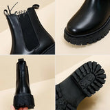 Xajzpa - Platform Women Boots Fashion Soft Women’s Ankle Anti-Slip Leather Female Martin Round