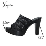 Xajzpa - Plus Size 32-43 Block Heel Platform Shoes Women Slippers Summer Open Head High Heels