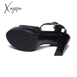 Xajzpa - Plus Size 32 43 Block Heels Platform Sandals Women Summer Shoes Catwalk Patent Leather