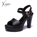 Xajzpa - Plus Size 32 43 Block Heels Platform Sandals Women Summer Shoes Catwalk Patent Leather