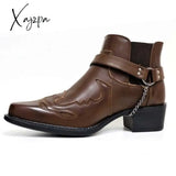 Xajzpa - Plus Size 38-48 Autumn Winter Men’s Short Boots Fashion Personality Belt Buckle Thick