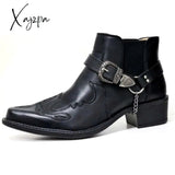 Xajzpa - Plus Size 38-48 Autumn Winter Men’s Short Boots Fashion Personality Belt Buckle Thick