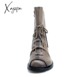 Xajzpa - Plus Size Genuine Leather Women Boots Autumn Winter Fashion Pleated Ankle Warm Soft