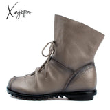 Xajzpa - Plus Size Genuine Leather Women Boots Autumn Winter Fashion Pleated Ankle Warm Soft