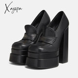 Xajzpa - Plus Size Super High Heel Platform Shoes Black / 4