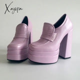 Xajzpa - Plus Size Super High Heel Platform Shoes Lavender / 4