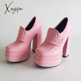 Xajzpa - Plus Size Super High Heel Platform Shoes Pink / 4