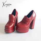 Xajzpa - Plus Size Super High Heel Platform Shoes Red / 4