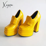 Xajzpa - Plus Size Super High Heel Platform Shoes Yellow / 4