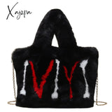 Xajzpa - Plush Tote Bags Chain Women Soft Fluffy New Winter For Furry Luxury Handbag Fur Shoulders