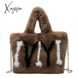 Xajzpa - Plush Tote Bags Chain Women Soft Fluffy New Winter For Furry Luxury Handbag Fur Shoulders