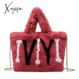 Xajzpa - Plush Tote Bags Chain Women Soft Fluffy New Winter For Furry Luxury Handbag Fur Shoulders