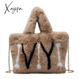 Xajzpa - Plush Tote Bags Chain Women Soft Fluffy New Winter For Furry Luxury Handbag Fur Shoulders