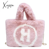 Xajzpa - Plush Tote Bags Chain Women Soft Fluffy New Winter For Furry Luxury Handbag Fur Shoulders