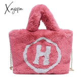 Xajzpa - Plush Tote Bags Chain Women Soft Fluffy New Winter For Furry Luxury Handbag Fur Shoulders