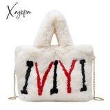 Xajzpa - Plush Tote Bags Chain Women Soft Fluffy New Winter For Furry Luxury Handbag Fur Shoulders