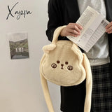 Xajzpa - Plush Winter Bag Women Cute Soft Messenger Shoulder Bags Cartoon Casual Handbag Tote Large