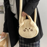 Xajzpa - Plush Winter Bag Women Cute Soft Messenger Shoulder Bags Cartoon Casual Handbag Tote Large