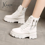 Xajzpa - Pofulove Black Boots Winter Shoes Women Ankel Goth Platform Snow Booties Woman Warm Botas