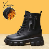 Xajzpa - Pofulove Black Boots Winter Shoes Women Ankel Goth Platform Snow Booties Woman Warm Botas