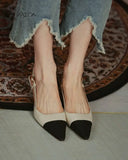 Xajzpa - Pointed Toe Colorblock Slingback Heels Pumps